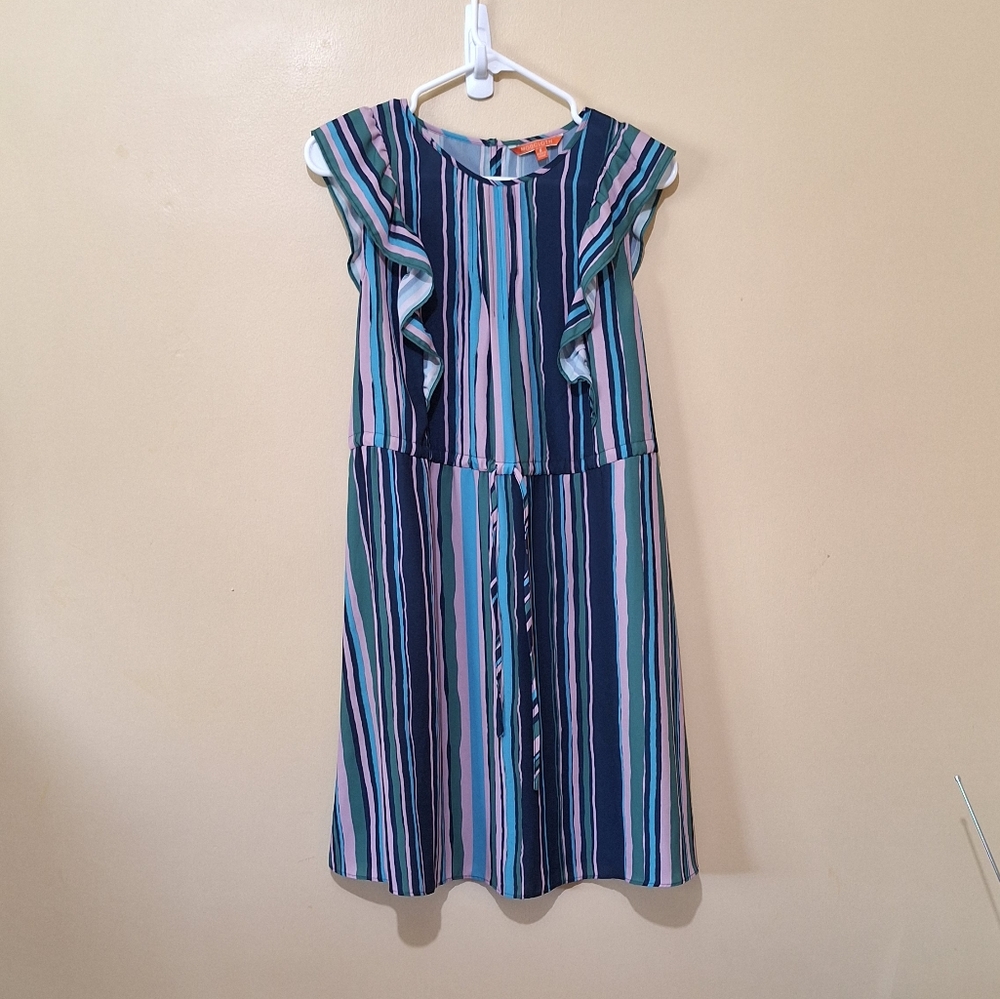 Modcloth Striped Ruffle Dress - Picture 1 of 6